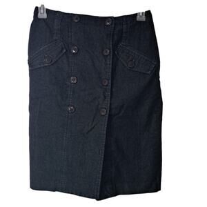 Audrey Celine Women's Button Front‎ Wrap Jean A-line Skirt Dark Blue Size 6
